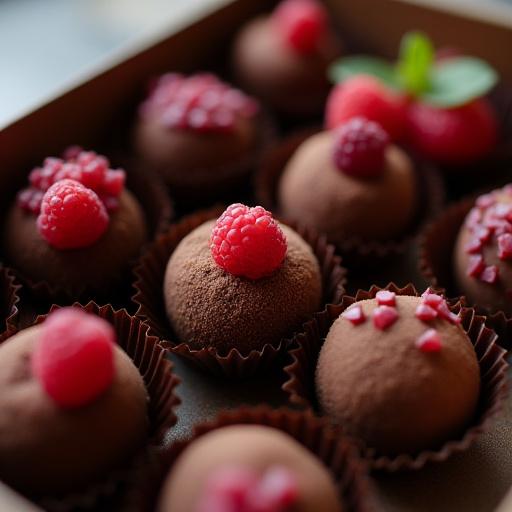 Box of six raspberry ganache truffles